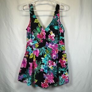 Maxine of Hollywood Swimsuit Plus Size 20W Dress Skirt Floral Tropical One Piece